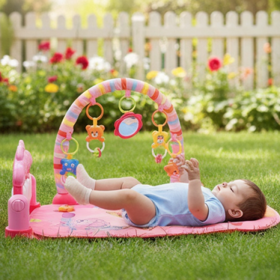 2in1 Baby Kick and Play Piano Gym Mat & Fitness Rack (1 Set)