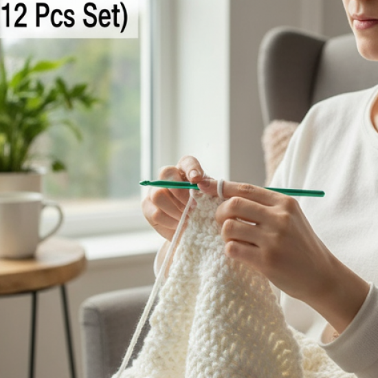 Aluminium Multicolor Knitting Needles, Crochet Kit (12 Pcs Set)