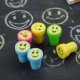 Emoticon Stamps 10 pieces in Round Shape Stamp (Multicolor / 10 Pc)