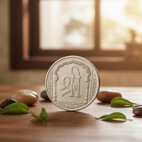 Ganesh Ji, Silver color Coin for Gift & Pooja | Silver Coin | Silver Coin / Diwali Gift (1 Pc / (Metal is not silver)