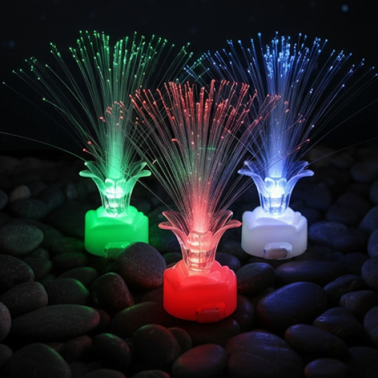 Multi-Color LED Fiber Optic Flower Night Lamps (Mix Color / 3 Pc)