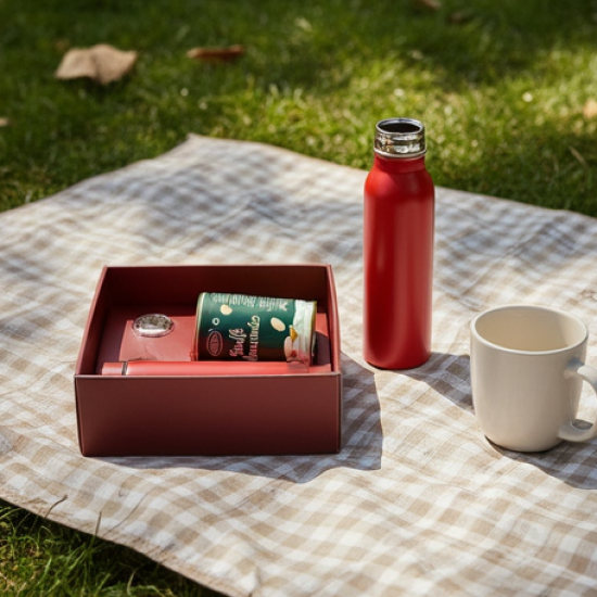 Personalized Temperature Water Bottle, Silver color Coin & Chocolate (With Attractive Multi Color Box / 3 Pc Set)