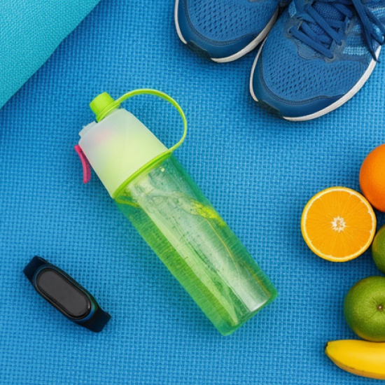 Plastic 2 In 1 Mist Spray Water Bottle (Multicolour / 600 ML / 1 Pc)