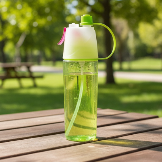 Plastic 2 In 1 Mist Spray Water Bottle (Multicolour / 600 ML / 1 Pc)