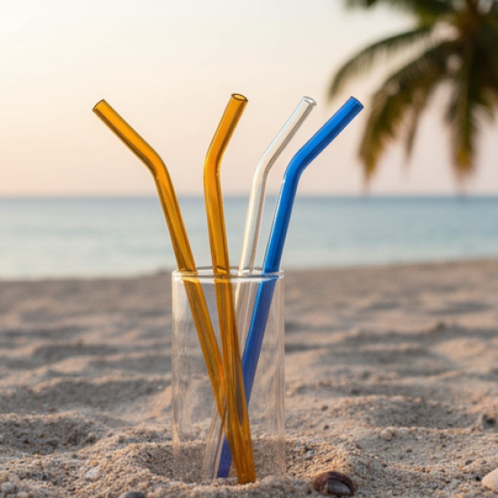 Reusable Glass Straws Clear Glass Drinking Straw (5 pcs Set)