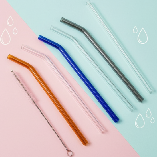 Reusable Glass Straws Clear Glass Drinking Straw (5 pcs Set)