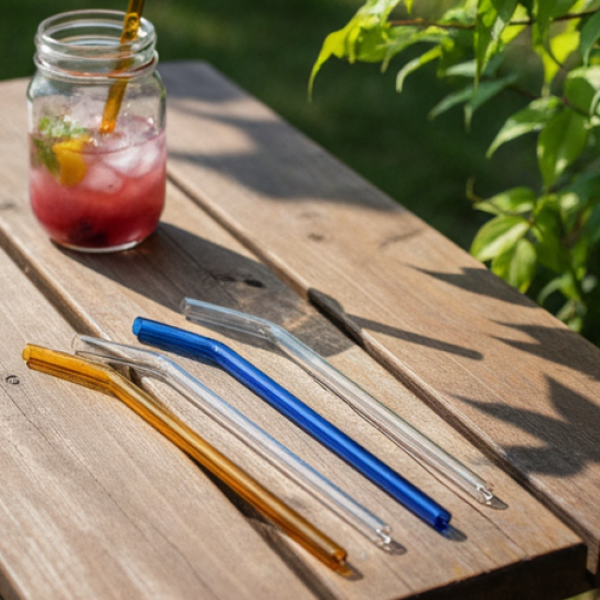 Reusable Glass Straws Clear Glass Drinking Straw (5 pcs Set)