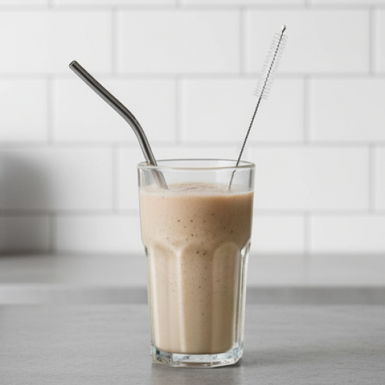 Reusable Stainless Steel Drinking Straws Bent (4 Bent Straws, 1 Brush)