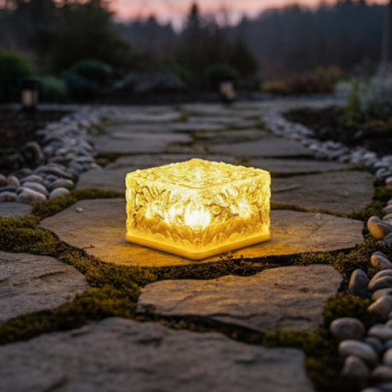 Solar Ice Cube Garden Light for Pathways & Christmas Decor