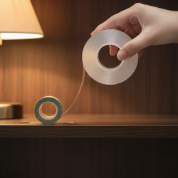 Sticky Double Sided Tape Washable Adhesive Tape Reusable (Thin / 6.5×3 Cm / 1 Pc)